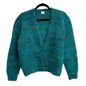 New Zealand Handknits Handmade Wool Mohair V-Neck Cardigan Sweater L
